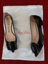 Roger Vivier ballerines gommetine cuir vernis noir  talon 2.5cm  taille  35.5
