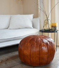 Pouf marocain cuir - cuir, haute