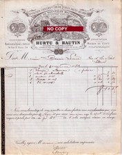 Document du 31/12/1883 HURTU HAUTIN Machines à coudre - Paris 75