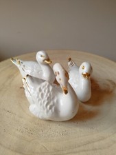 Ensemble de Cygnes en Porcelaine de Capodimonte Polaris Vintage Made in Italy 