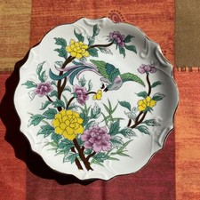 Assiette décorative bord doré décor oiseau exotique en porcelaine CORÉE (Korea)