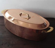 Poissonnière Saumônière en cuivre étamé Longueur 40cm