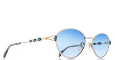 Lunette Swarovski vintage Or blanc 23Kt serti de 8 Swarovski Bleu clair cartier