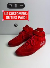 Chaussures de course vintage Stand 21 FIA cuir daim rouge bottes ignifuges...