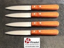 Lot de 4  couteau d office PRADEL manche bois lame lisse