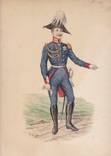 ✒ 1900 Ch LE TOURNEUR aquarelle originale Armée Allemagne Prusse Colonel infante