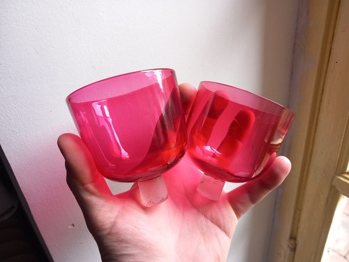 Paire6 verrine rouge verre - verrine,