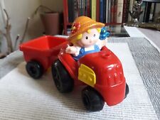Fisher-Price Little People Vintage 2001 ; tracteur avec fermière et remorque