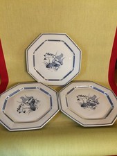 3 assiettes octogonales Lotus