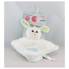 Doudou plat lapin blanc vert Doumou de bain SUCRE D'ORGE - 14214