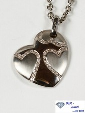 Pendentif Cœur 585 Or Blanc Brillant Diamant 0,30ct.