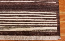 Tapis Contemporain Rayé En Laine Marron Décor De Salon Tapis De Zone 3x5 Pieds