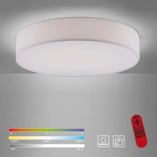 Lustre Intelligent LED Lola Ø58Cm Textile Blanc 36W 3700Lm CCT RGB Télécommande