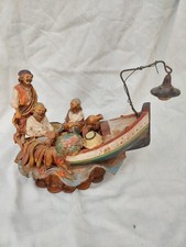 Belle Terre Cuite Pêcheurs marine Pêche au Lamparo ITALIE signée