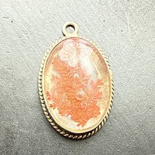 Ancien Pendentif En Argent Massif 925 Créateur Breloque Art Nouveau Déco Fossil 