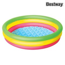 Bestway Piscine Gonflable Enfant 3 Anneaux Sol Rembourré 102x25 cm +2 ans Jar