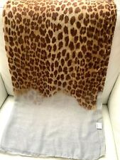 Grand FOULARD en coton RODIER léopard & Bleu NEUF 86 x 180cm NEUF