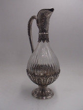 SUPERBE AIGUIERE EN ARGENT MASSIF VERMEIL POINCON MINERVE 1 ER TITRE ET VERRE