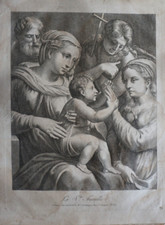 Francesco VANNI (1563-1610) BELLE GRAVURE début XIX° VIERGE MARIE JESUS RELIGION