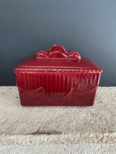 Boîte Biscuit Céramique Ancienne Art Déco Grenat Rectangulaire