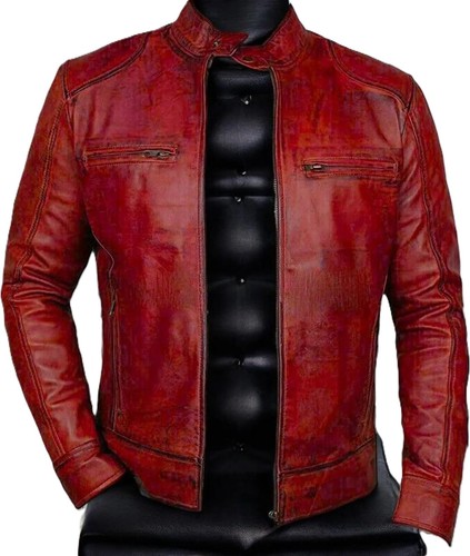 Blouson motard vintage - , cuir
