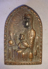 ANCIENNE ICONOGRAPHIE VIERGE NOIRE N S MONTSERRAT EN BRONZE 18 SIECLES