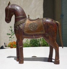 Statuette de cheval ancienne en bois - Inde