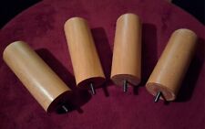 4 Pieds de Lit Cylindre Bois Clair à Visser pour Sommier Literie 17/6,5/6,5