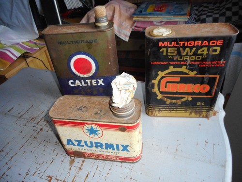 Lot ancien bidon huile - de,