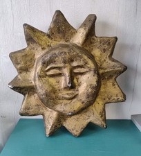 Rare sculpture grand soleil en papier mâché ancien à double face...