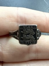 Ancienne Bague En Argent Massif 925 Jonc Alliance Anneaux Créateur blason 