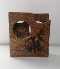 Vase grès Pierre Devie architecturé signé daté 1972 céramique