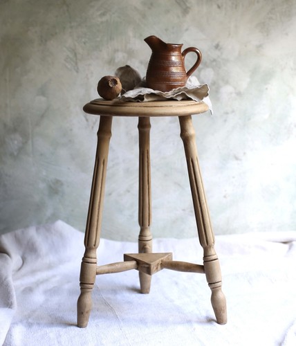 Antique stool painted wooden - antique,
