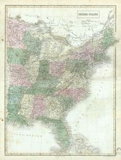 1851 Black Map of the United States