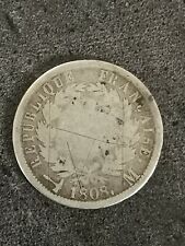 RARE / 2 FRANCS ARGENT 1808 M TOULOUSE NAPOLEON TETE LAUREE 9.29 G SILVER FRANCE