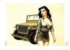 EX-LIBRIS PIN UP A LA JEEP  NUMEROTE / SIGNE PAR PATURAUD NEUF