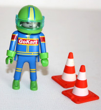 PLAYMOBIL 3013 PILOTE DE KARTING CASQUE VERT KART JAUNE COURSE