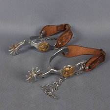 Paire De Éperons Custer Métal Chromé Avec Chevaux Collection Vintage XX Siècle.