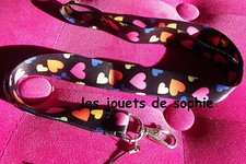 coeur TOUR COU cordon noir amour love porte clef Badge KEYCHAIN clef lanyard