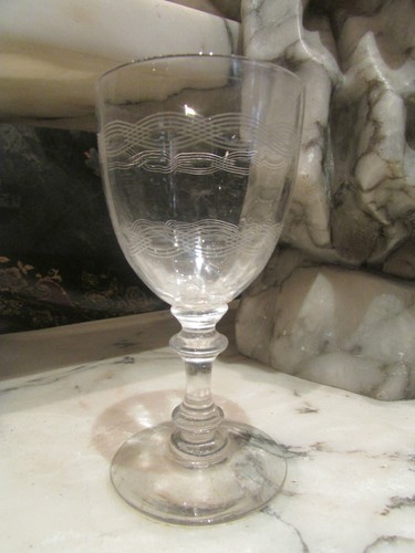 Ancien verre cristal gravé - ancien, en