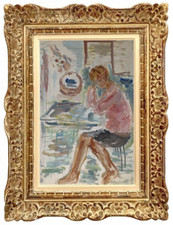 Raya SAFIR (1909-2004) Belle peinture Fauviste scène d'intérieur (10)