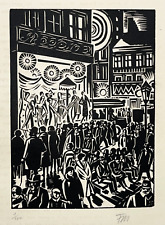 FRANS MASEREEL Etalage GRAVURE BOIS Estampe 1/100 XX°