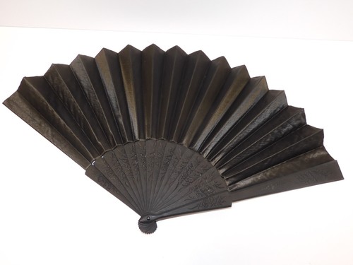 Ancien eventail bois tissu - eventail,
