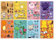 8 autocollants Puzzle Pikachu  Jouets éducatifs enfants  Stickers Pokémon visage