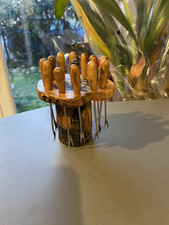 service bois d'olivier porte fourchettes piques pic apéritif vintage bateau