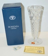 -ANCIEN VASE CRISTAL de BOHEME avec sa boite & son certificat BOHEMIA état neuf