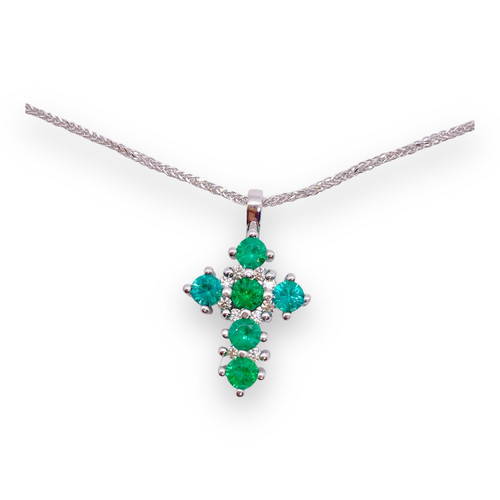 Collier croix or blanc - croix, en
