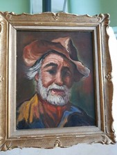 Suzanne TOURTE (1904-1979) Titrée "Le Clochard" Huile sur isorel 33 X 41 Cm 