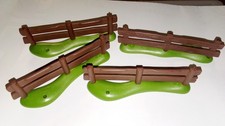 PLAYMOBIL  Barrieres (x4) Marron Bois sur Socle Vert Maison Forêt 4207 5004