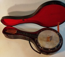 banjo ancien mandoline avec étui bois